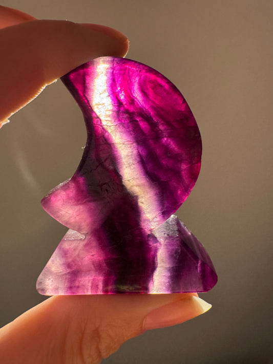 Purple and white fluorite moons