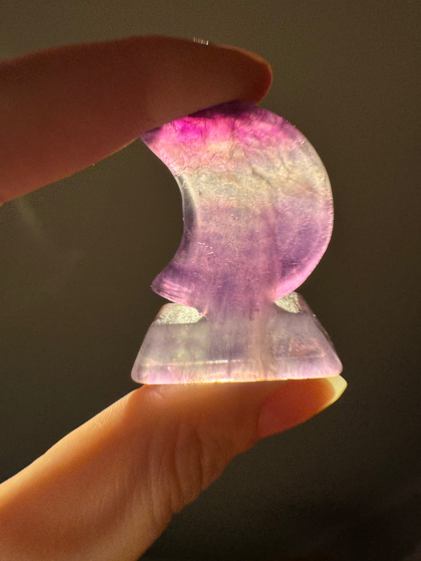 Purple and white fluorite moons